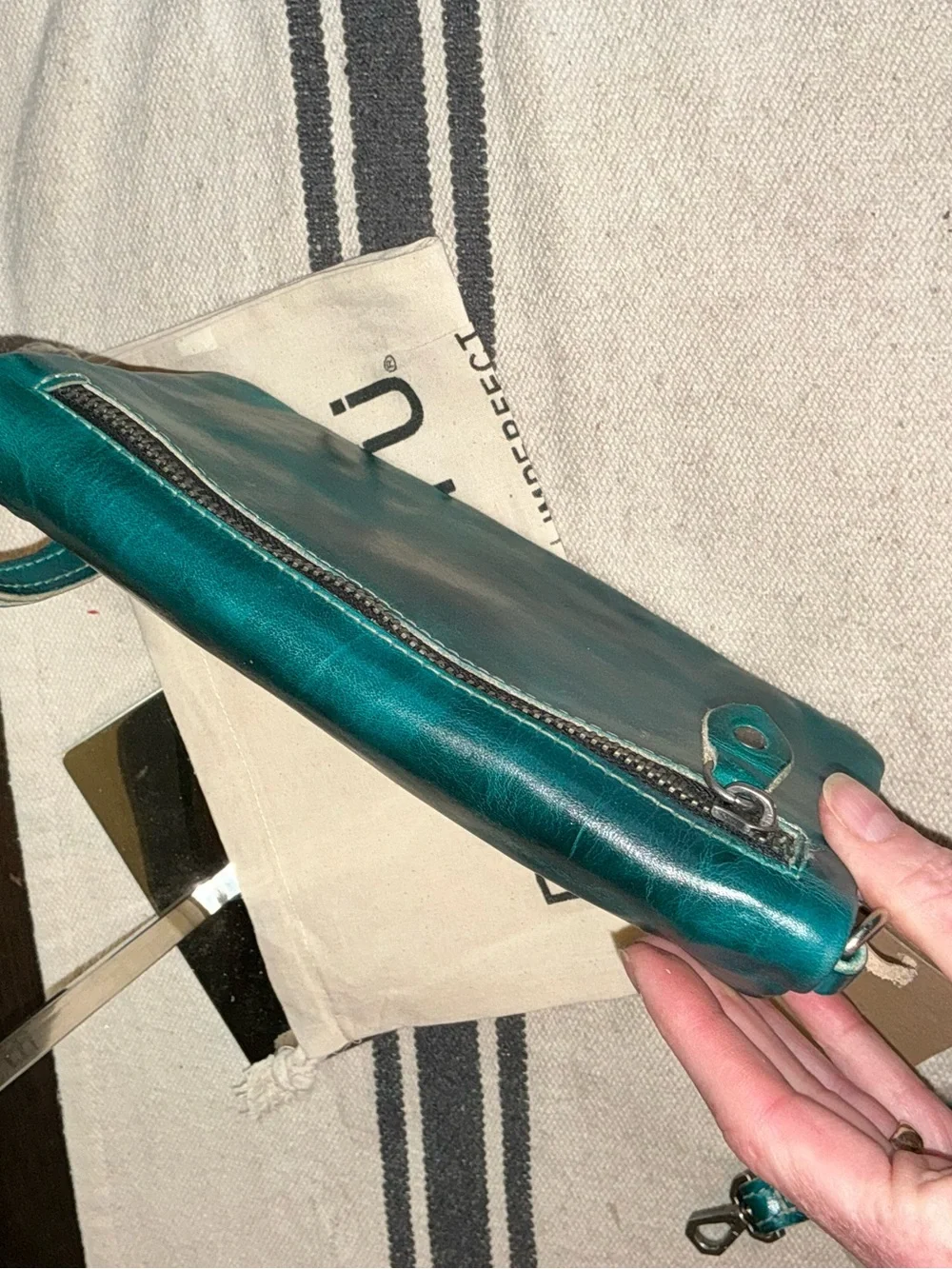 NWT Bed Stu Cadence Wallet Wristlet Crossbody Bag Arctic Teal Driftwood  $179